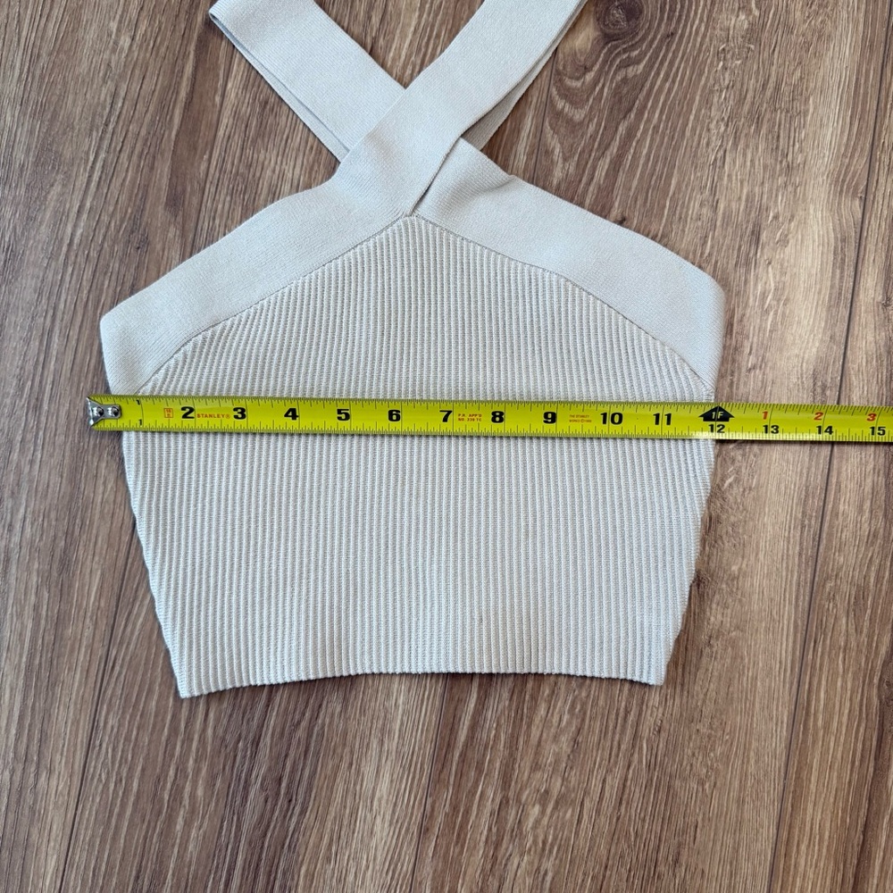 Babaton Cream Ribbed Crop Top - Picture 4 of 6